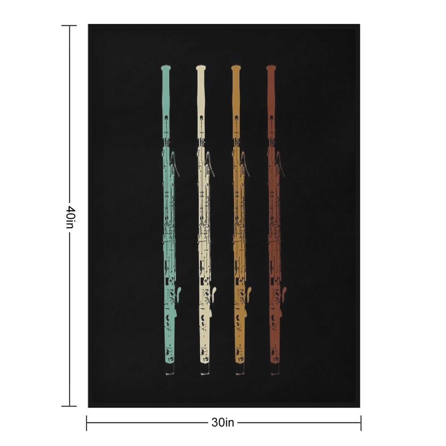 Retro Vintage Bassoon Gift Bassoonist Band Bassoon Player Velvety-soft Throw Blanket