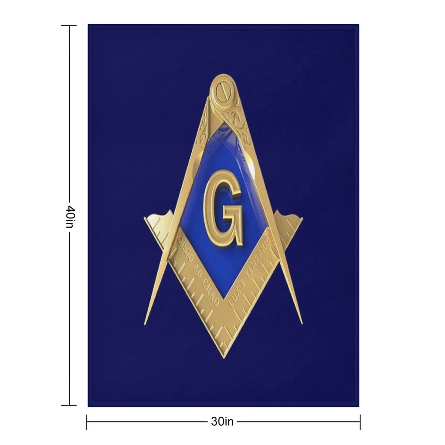Freemason Gold Square & Compass Blue Background Masonic Durable Throw Blanket