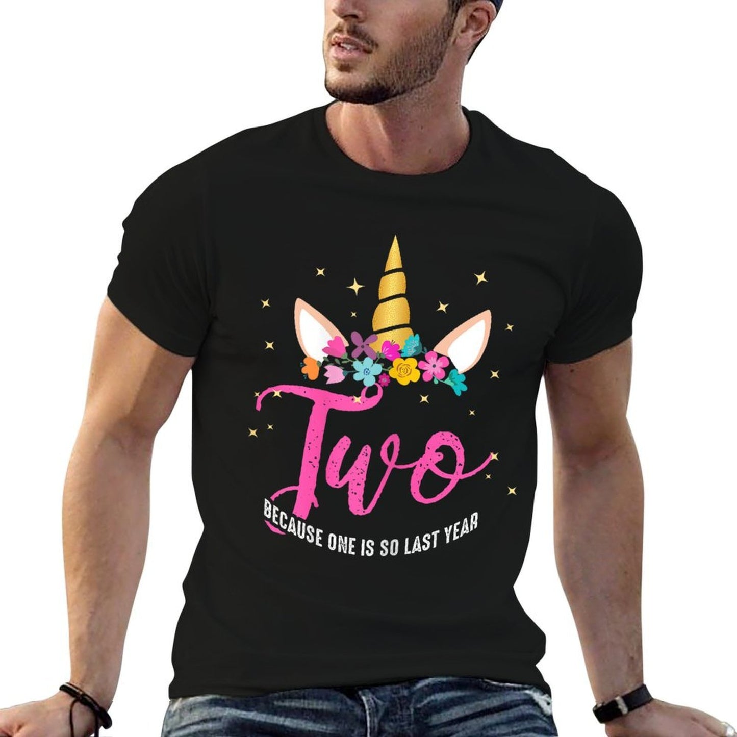 2 Years Old Birthday Girl Gifts Unicorn 2nd Birthday  Fade-proof Color T-Shirt