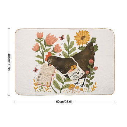 Chicken Reading A Book  Non-Slip Bath Mat