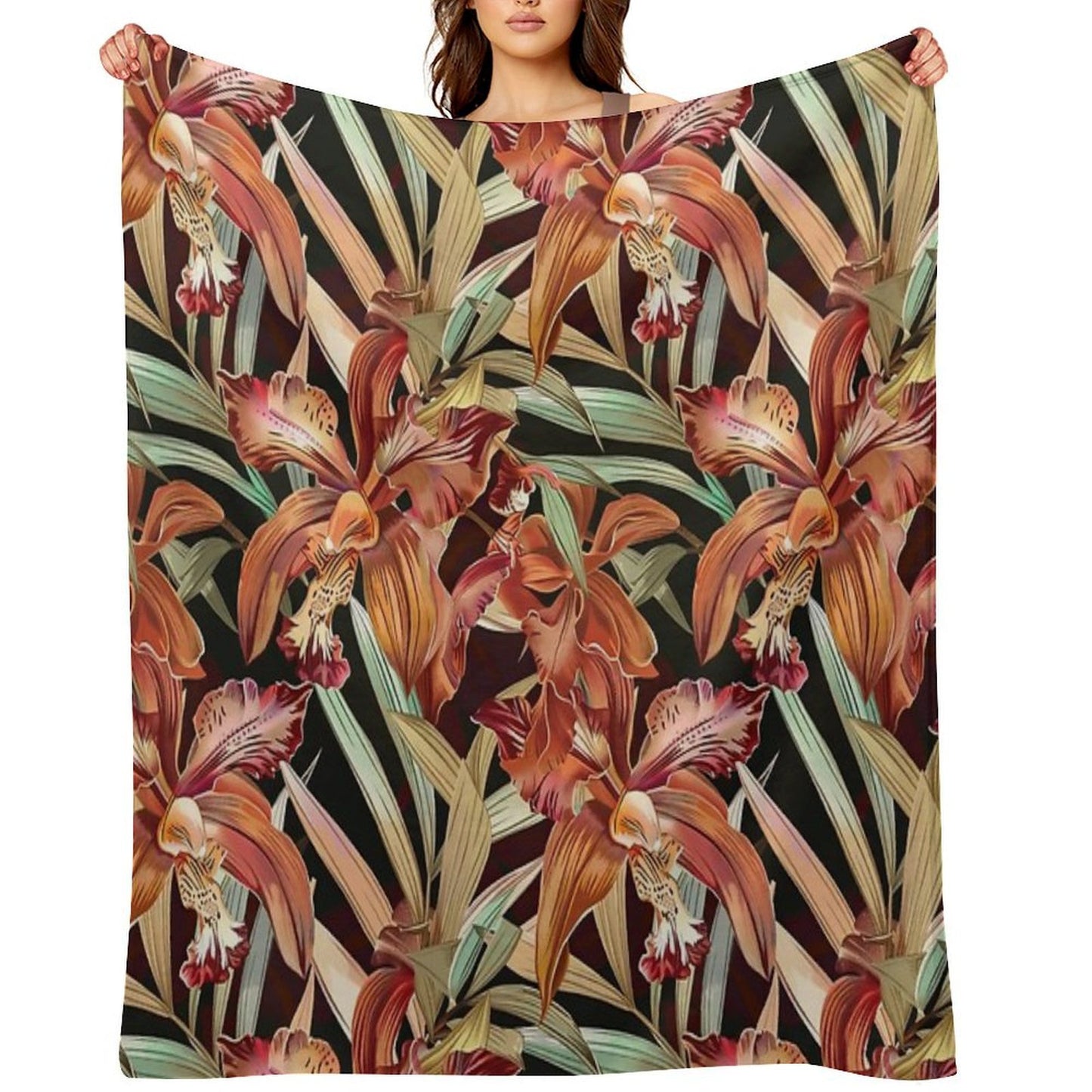 Autumn Orchid Splendor Machine-washable Throw Blanket