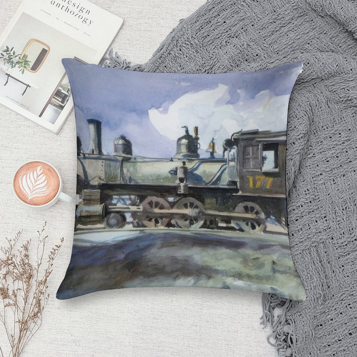 D  And R  G  Locomotive   1925 by Edward Hopper Soft Bedroom Essential Throw Pillow