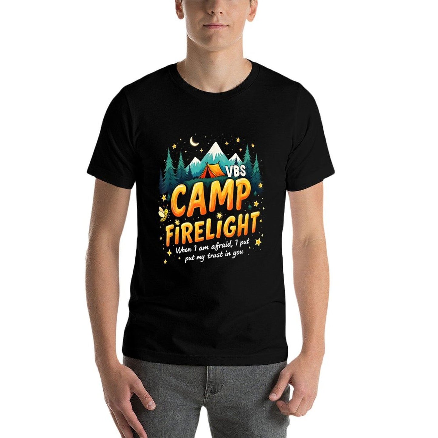 Retro VBS Camp Firelight Christian Adventure Theme Graphic  Polyester Blend T-Shirt