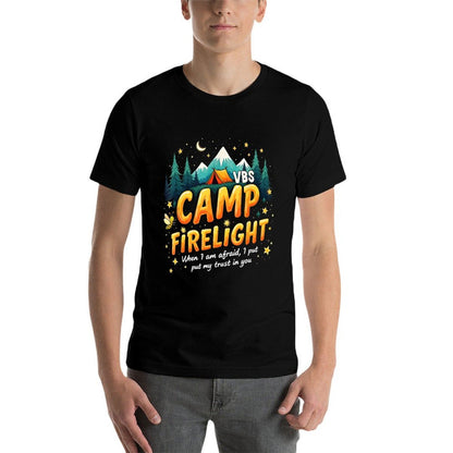 Retro VBS Camp Firelight Christian Adventure Theme Graphic  Polyester Blend T-Shirt