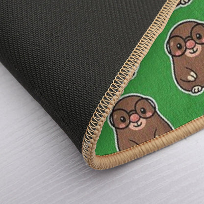 Cute Mole with Big Glasses So He Can See.  Dirt-Trapping Bath Mat