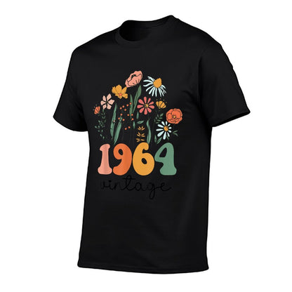 61 Years Old Vintage 1964 61st Women Birthday Wildflower  Heathered Texture T-Shirt