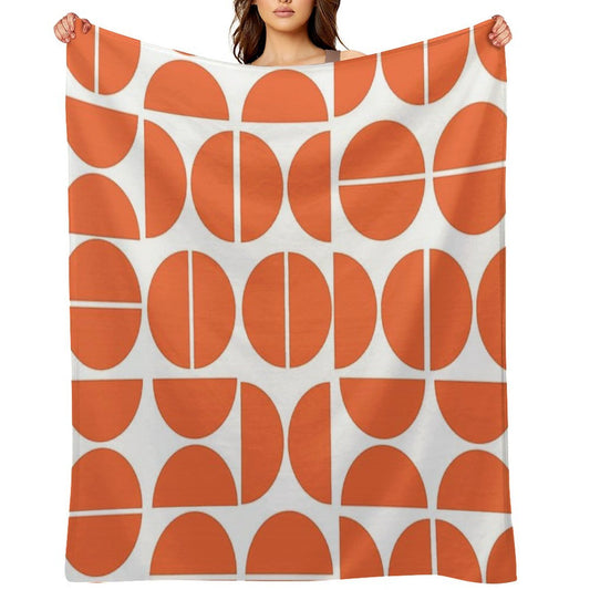 Mid-Century Modern Geometric Orange All-season Throw Blanket