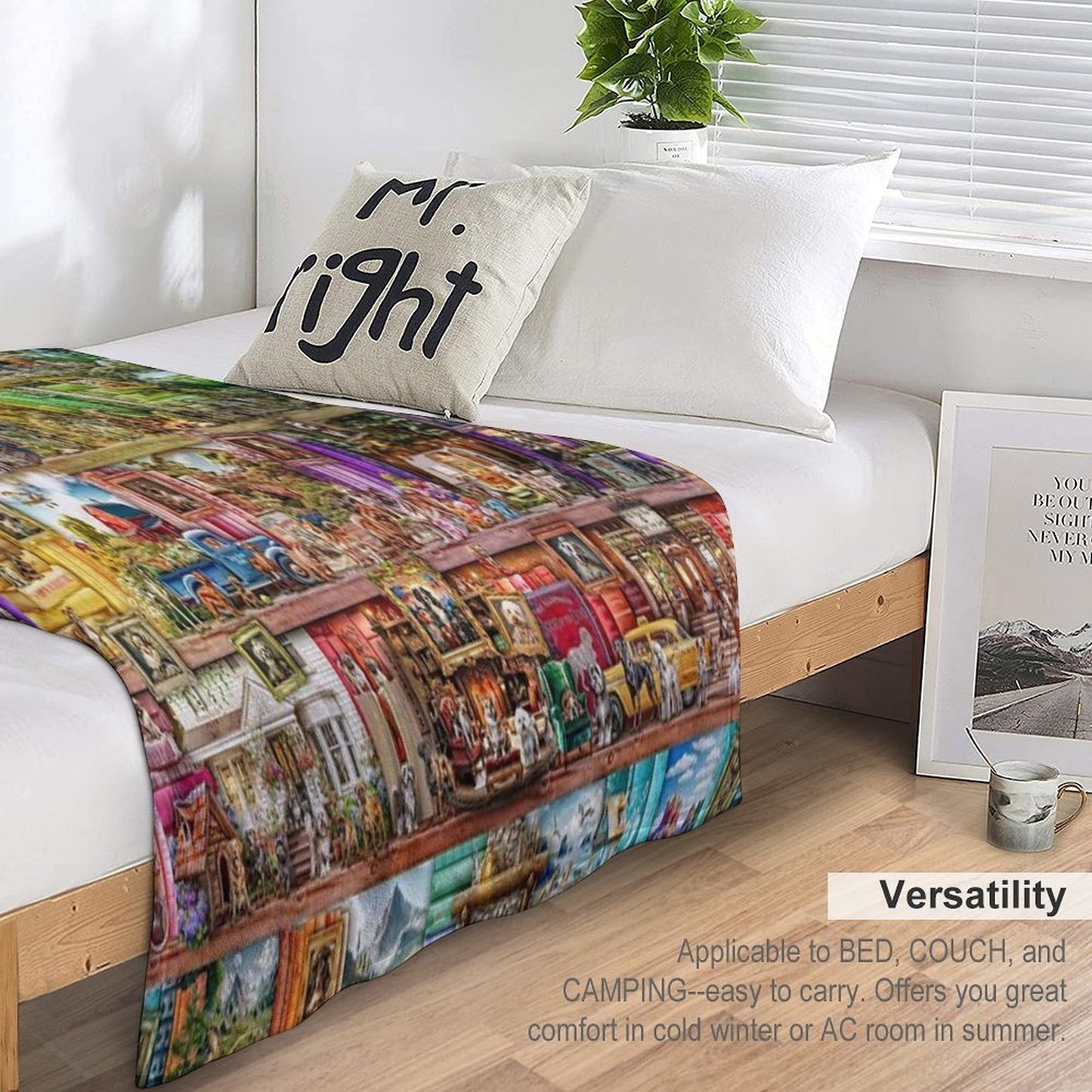 The Library of Dogs Machine-washable Throw Blanket