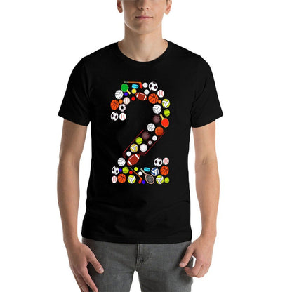 Kids 2nd Birthday Sports Big Number Two 2 Year Old Boy  Fade-proof Color T-Shirt