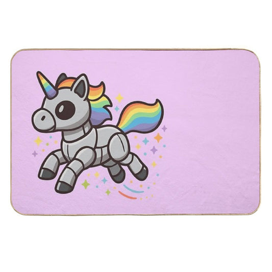 Rainbow Robot Unicorn  Easy Maintenance Bath Mat