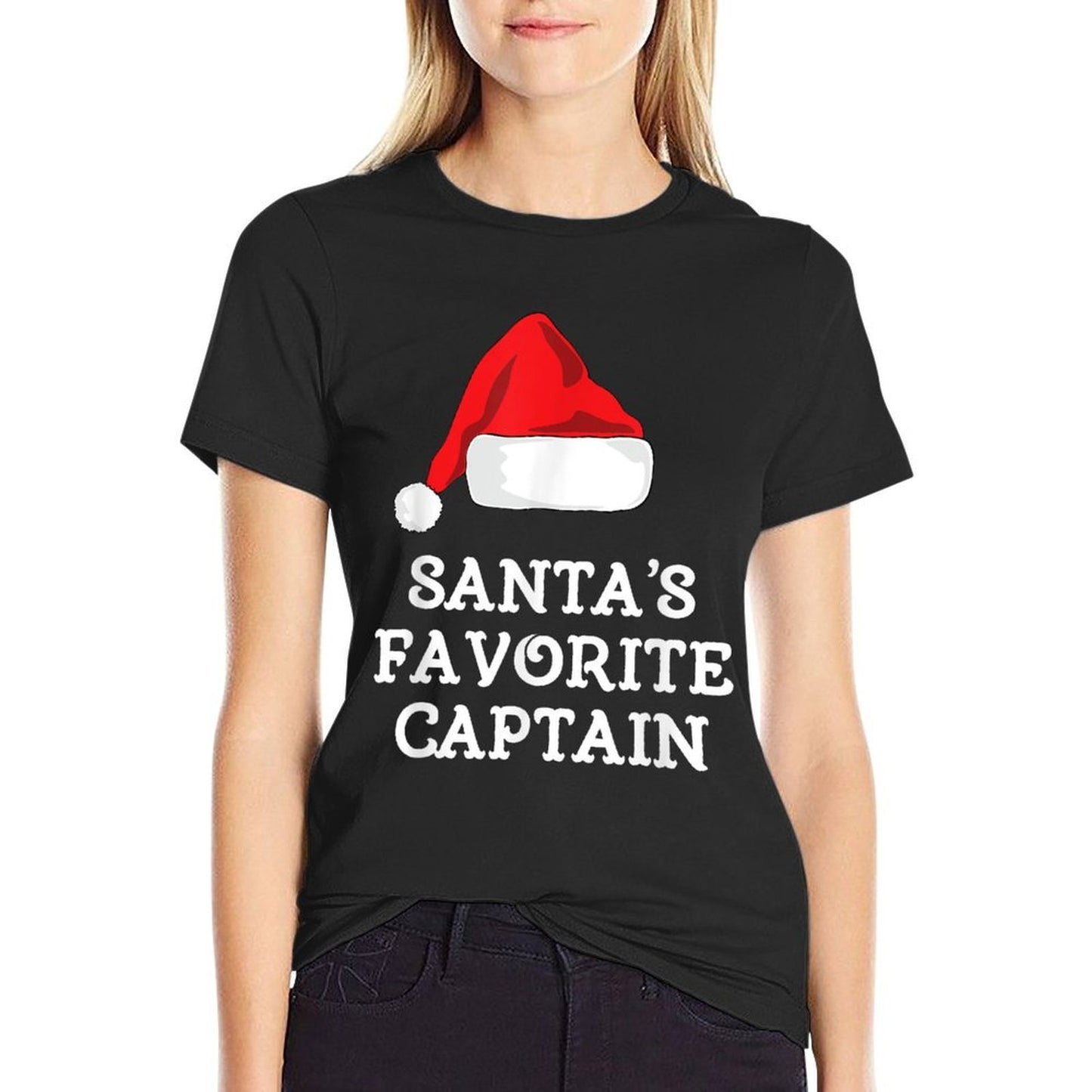 Santas Favorite Captain Xmas Christmas Boat Boating Sailing  Trendy Pattern T-Shirt