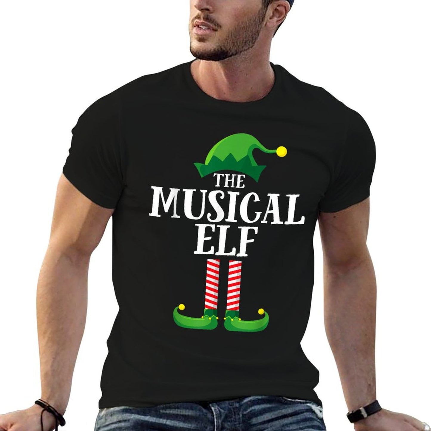 Musical Elf Matching Family Group Christmas Party Pyjamas  Stretchy T-Shirt
