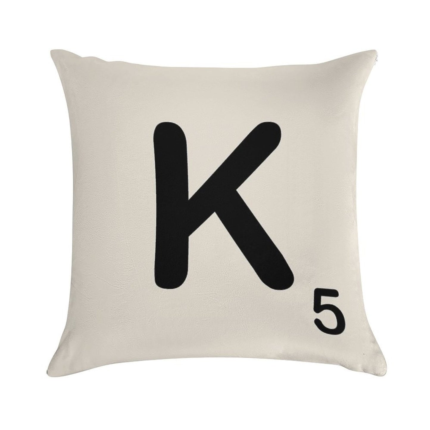 Scrabble Tile K Soft Short Plush Fabric Throw Pillow