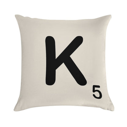 Scrabble Tile K Soft Short Plush Fabric Throw Pillow
