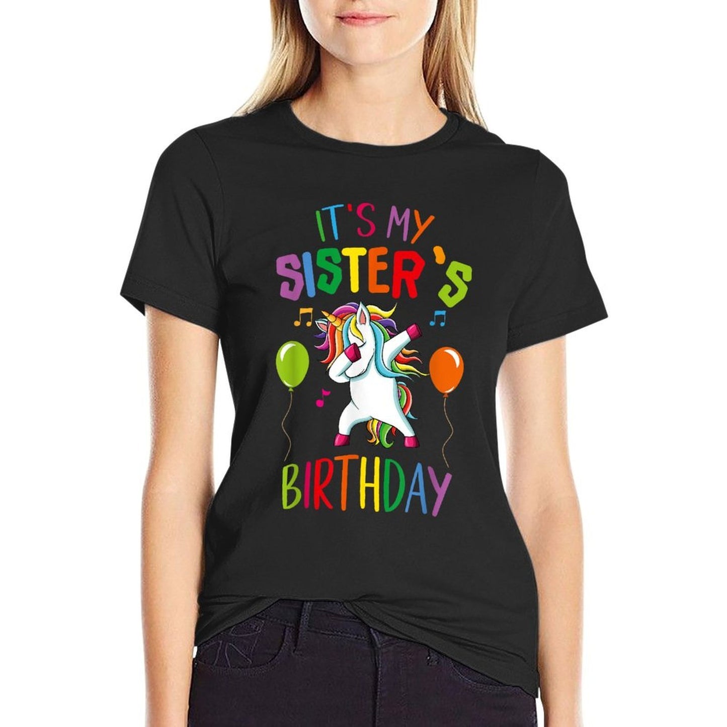 It Is My Sister's Birthday Awesome Happy Unicorn Party Girls  Summer-ready Fabric T-Shirt