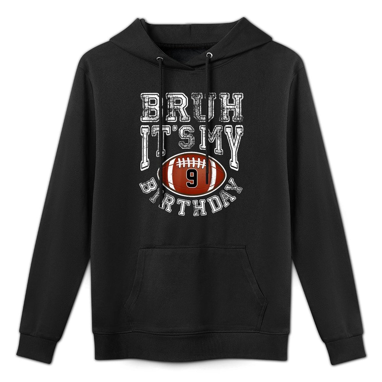Bruh It's My 9th Birthday 9 Year Old Football Player Adjustable Hood Hoodie