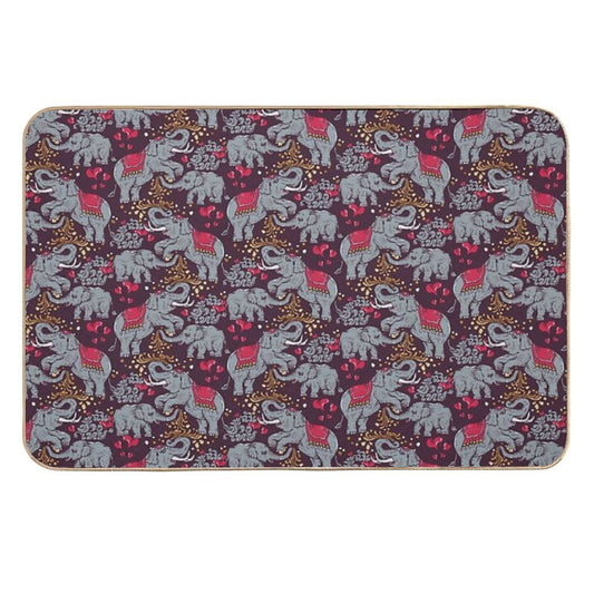 Thai Elephants Family  Odorless Bath Mat