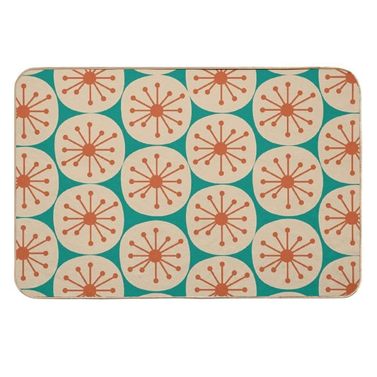 Atomic Retro Dots - Midcentury Modern Pattern in Mid Mod Burnt Orange, Beige, And Turquoise Teal  Multi-Purpose Bath Mat