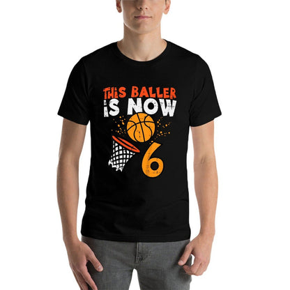 Kids This Baller Is Now 6 Basketball 6th Birthday Bday Boys Kids  Breathable T-Shirt