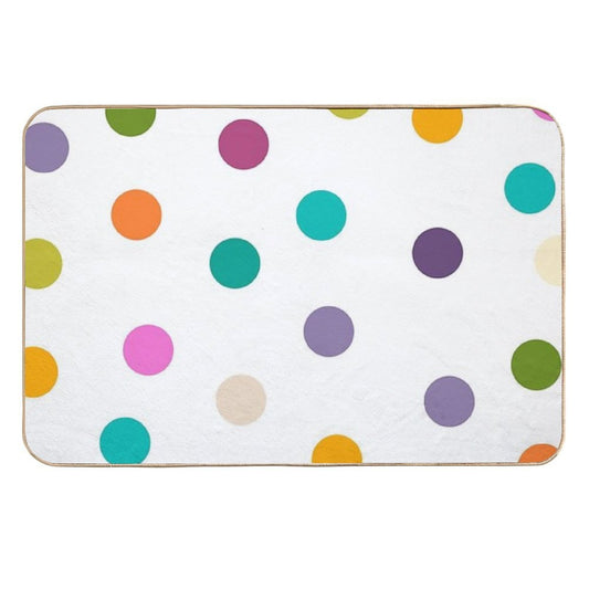 Colourful Dots Large on White  Dirt-Trapping Bath Mat