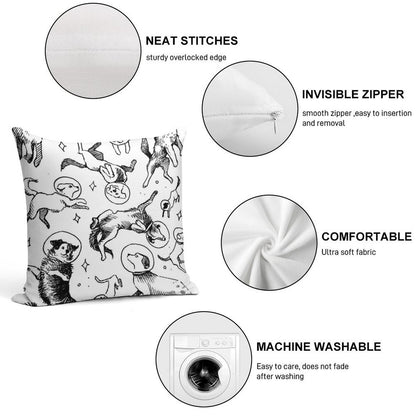 Space Dogs Soft Bedroom Essential Throw Pillow