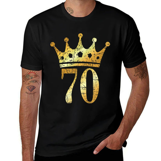Crown Number 70 (Vintage Golden Yellow) 70th Birthday  Summer-ready Fabric T-Shirt