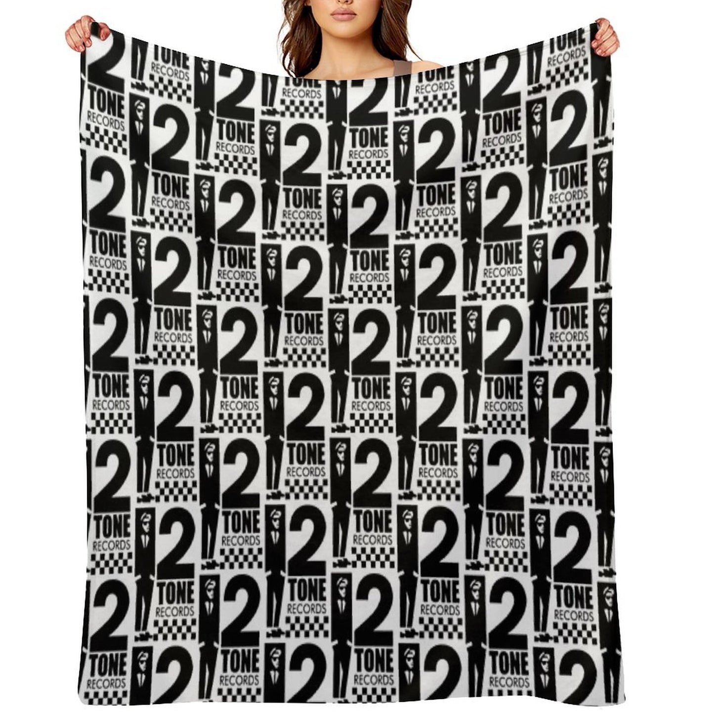 2 Tone Records T Black And White Sustainable Throw Blanket