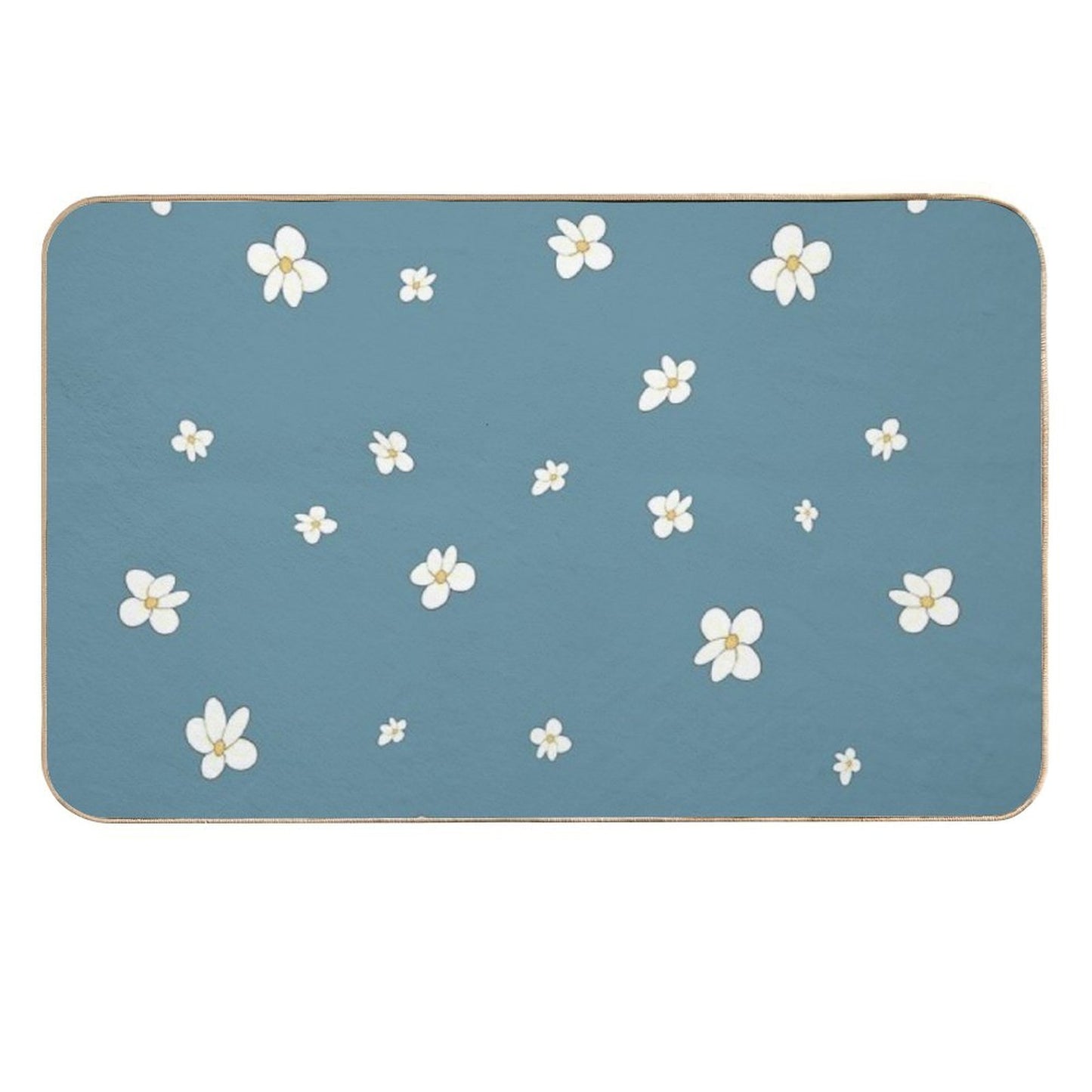 White Mini Flower Pattern L Accessories with Floral Pattern L Cute Flowers - Flower Design  Anti-Trip Bath Mat