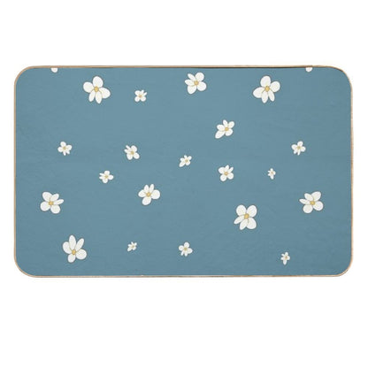White Mini Flower Pattern L Accessories with Floral Pattern L Cute Flowers - Flower Design  Anti-Trip Bath Mat