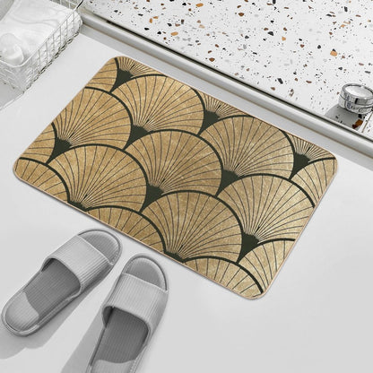Art Deco Elegance - Golden Fan  Fade-Resistant Bath Mat