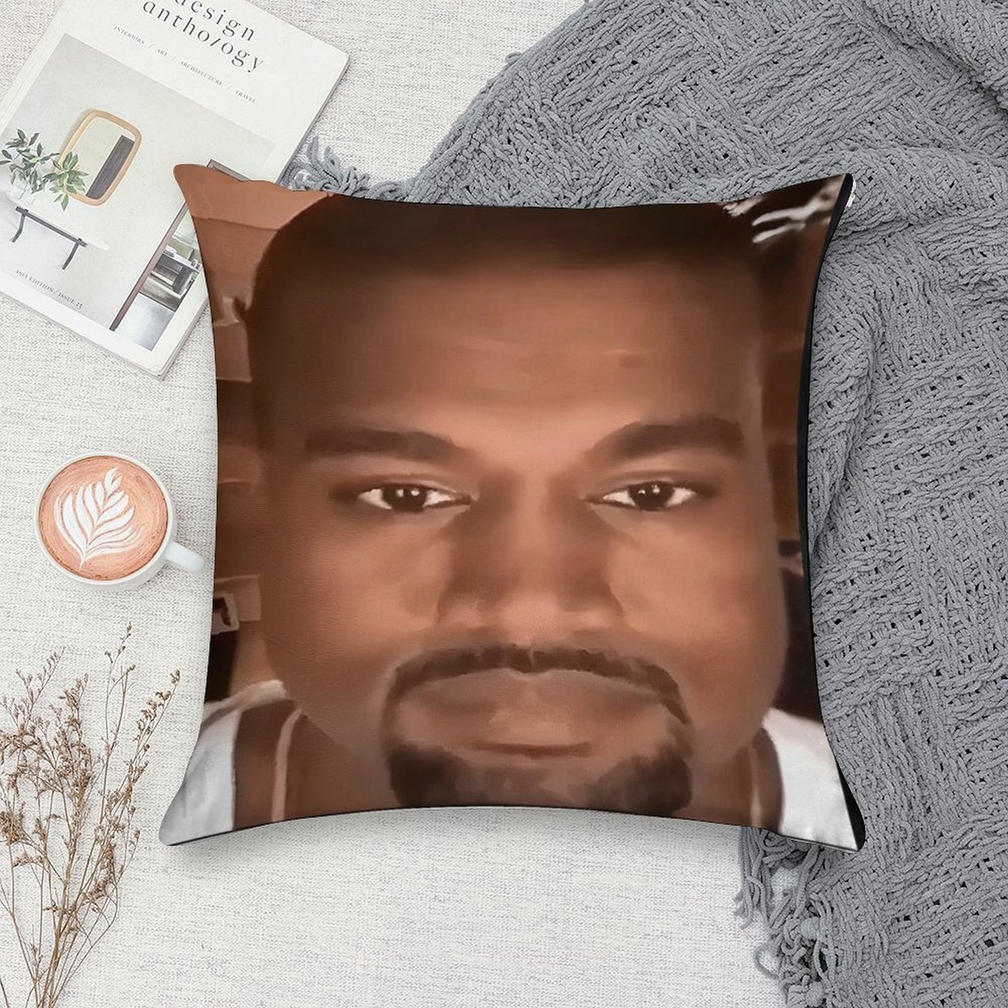 Kanye West Stretched Meme  TikTok Meme  Ye Soft Style Accent Throw Pillow