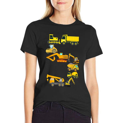 Kids Construction Truck 5th Birthday 5 Years Old Boys  Slim-fit Cut T-Shirt