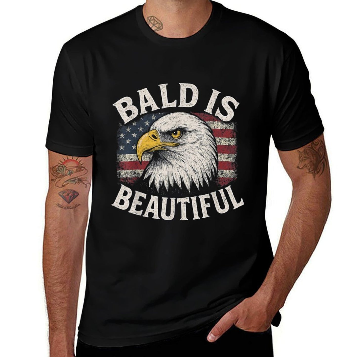 Bald Is Beautiful 4th of July American USA Bald Eagle  Lightweight T-Shirt