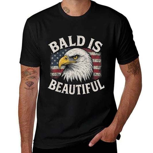Bald Is Beautiful 4th of July American USA Bald Eagle  Lightweight T-Shirt