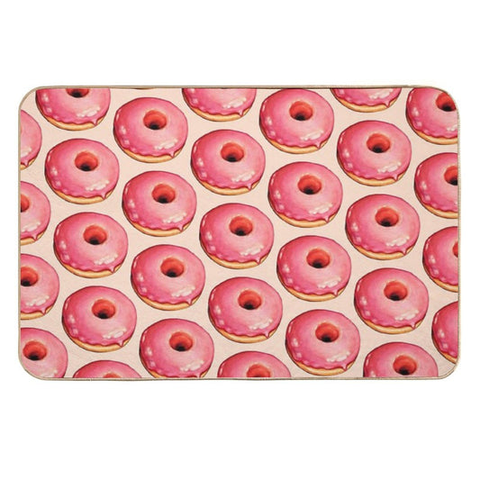 Strawberry Donut Pattern  Easy To Clean Bath Mat