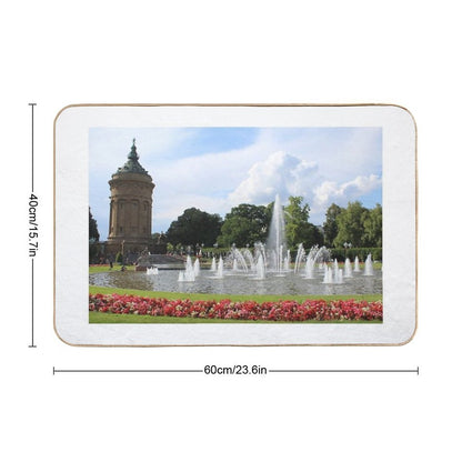 Mannheim Water Tower in Summer  Slip-Resistant Bath Mat