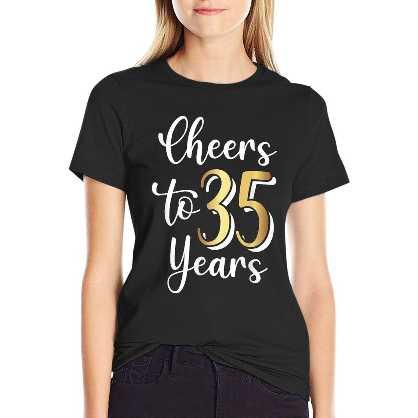 Cheers to 35 35th Birthday  Oversized Silhouette T-Shirt