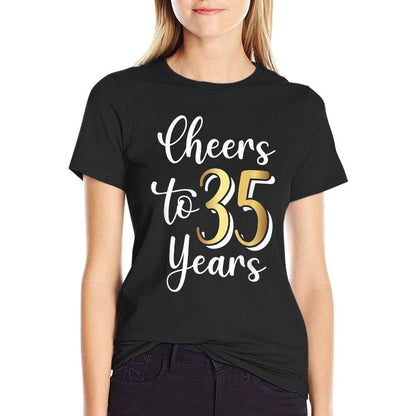 Cheers to 35 35th Birthday  Oversized Silhouette T-Shirt