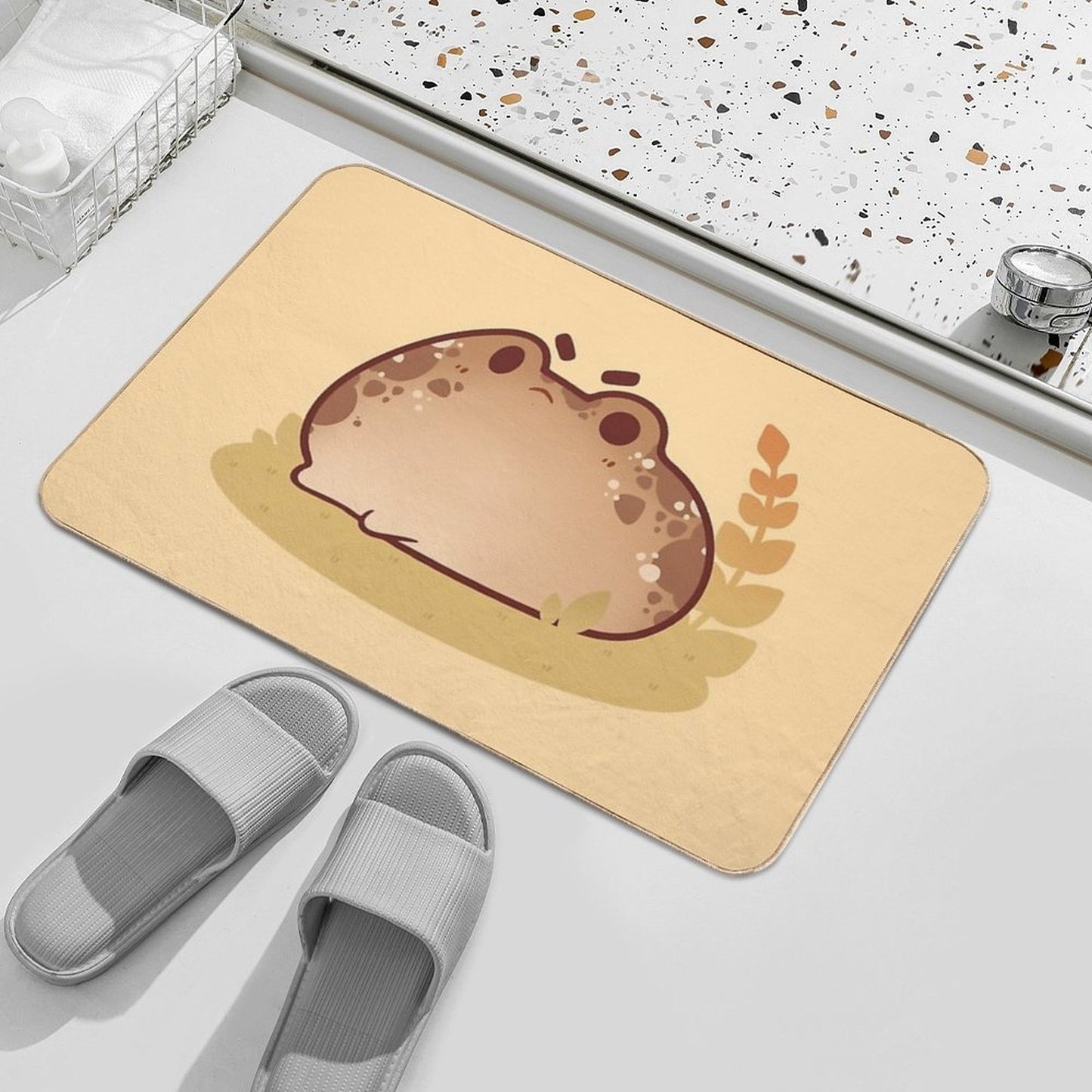 Grumpy Desert Rain Frog  Stain-Proof Bath Mat