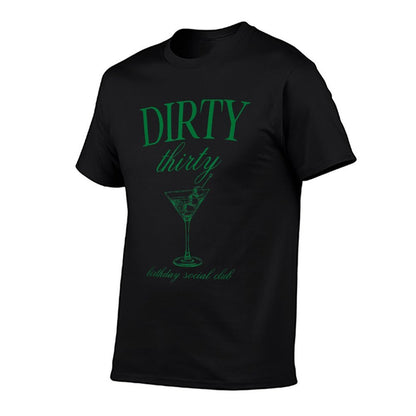 Dirty Thirty Birthday Social Club Retro Green Martini  Affordable Price T-Shirt