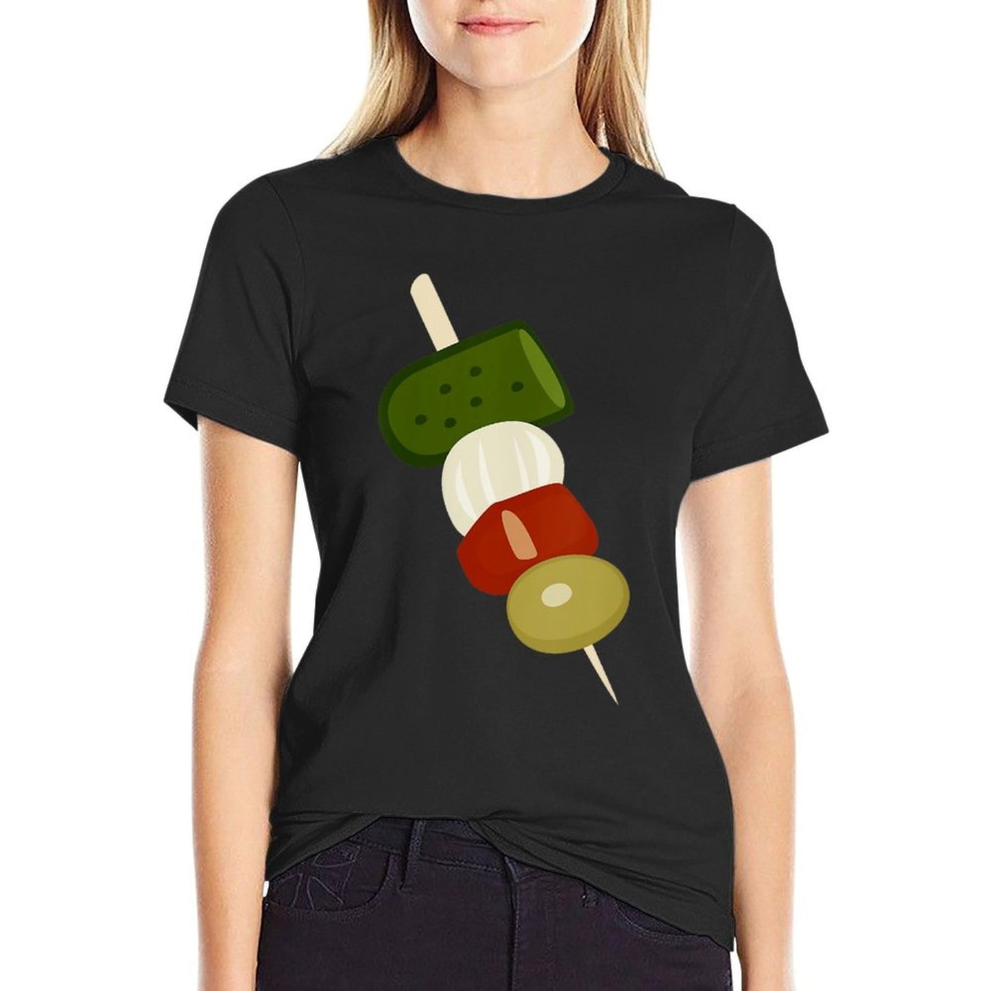 Womens Pintxo Lid Appetizer Drawing  Relaxed-fit T-Shirt