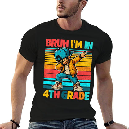 Vintage Bruh Im In 4th Grade First Day School Dabbing Boys  Breathable T-Shirt