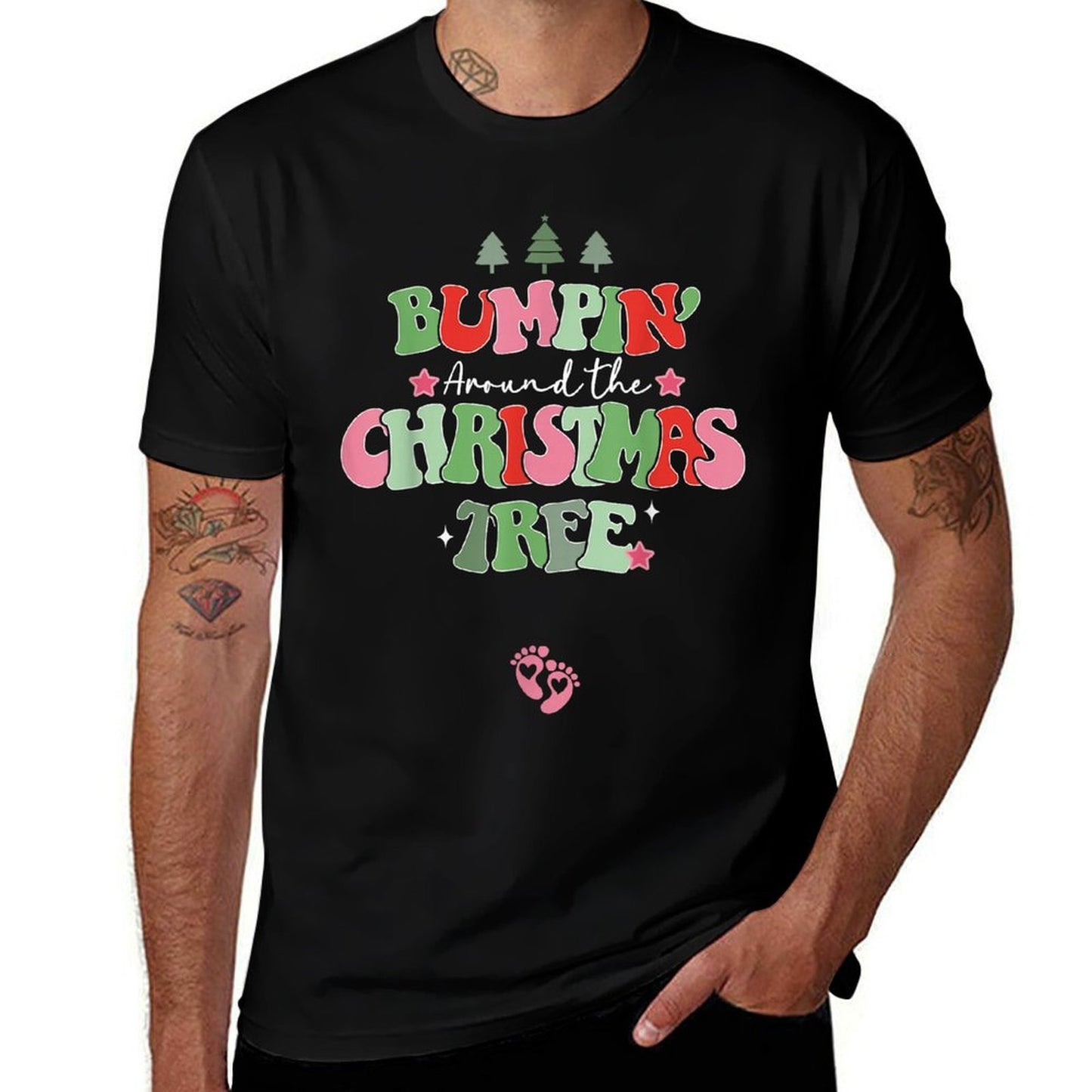 Bumping Around The Christmas Tree Christmas Pregnancy  High-quality Stitching T-Shirt