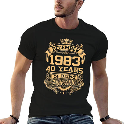 December 1983 40 Years Of Being Awesome 40th Birthday  Graphic-printed T-Shirt