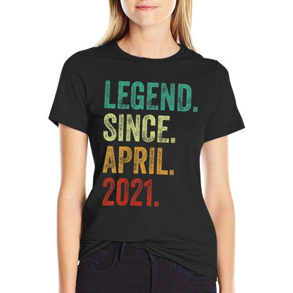 Kids 4 Years Old Legend Since April 2021 4th Birthday  Stretchy T-Shirt