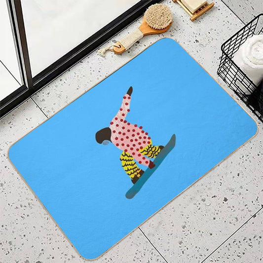 Funky Groovy Snowboarder  Fade-Resistant Bath Mat