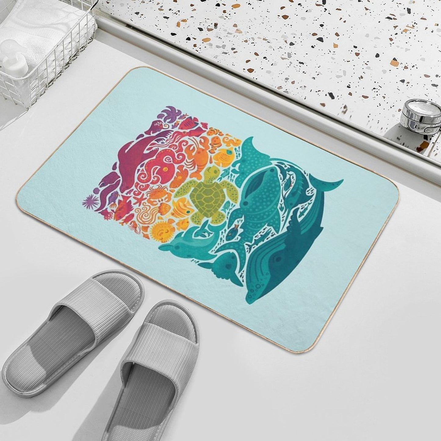 Aquatic Spectrum  Light Blue Durable Bath Mat
