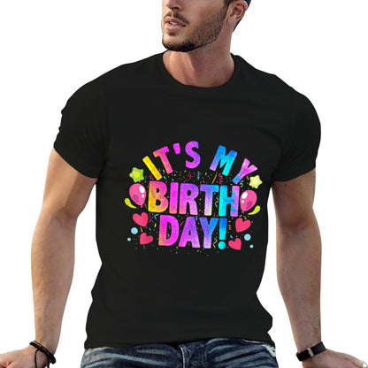 It's My Birthday, Day Of Birth & B-Day, Colorful Birthday  Oversized Silhouette T-Shirt