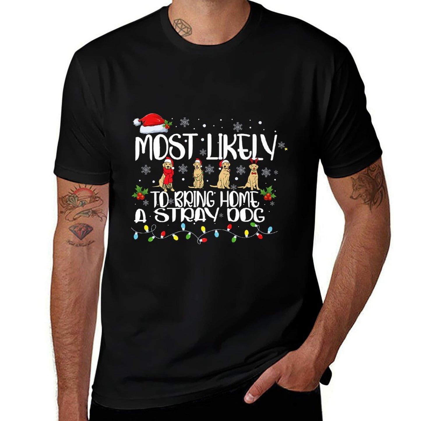 Most Likely To Bring Home A Stray Dog Matching Christmas Premium  Odor-resistant T-Shirt
