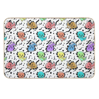 Axolotl Party in Rainbow Colors on Black And White  Non-Slip Bath Mat